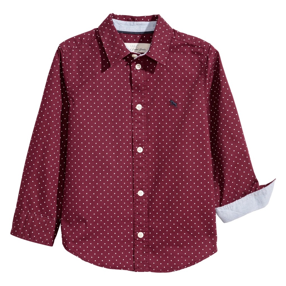 H&M Boys Burgundy dotted button Button Down Shirt 3-4y